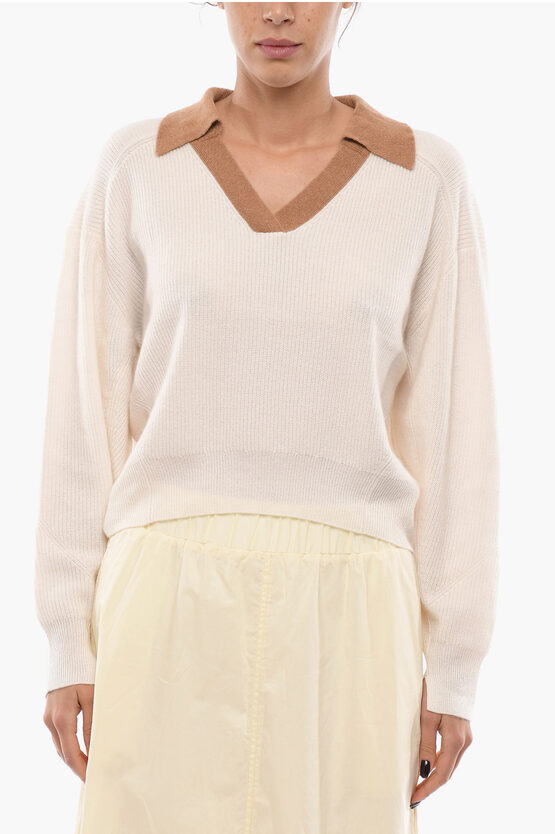 Rag & Bone Cashmere Pierce Sweater With Polo Shirt Collar In Pink
