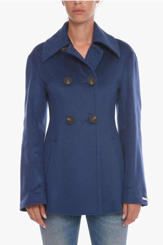 Sportmax Cashmere Rosano Coat With Double Breast In Blue