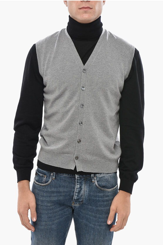 Malo Cashmere Sleeveless V-neck Cardigan In Gray