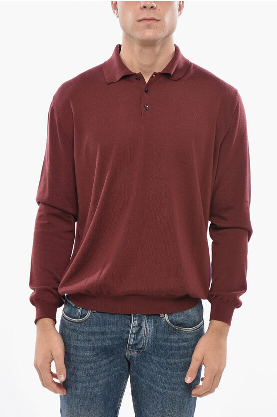 Malo Cashmere Sweater With Polo Neck In Burgundy