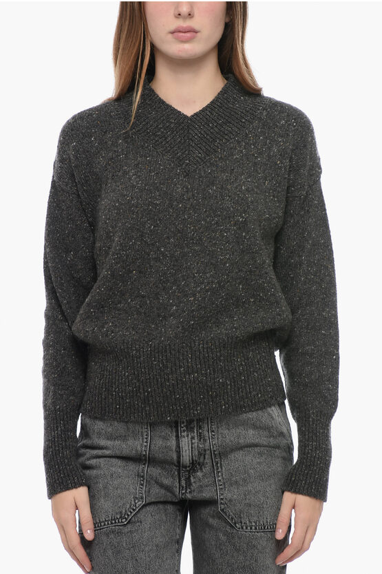 GENTRYPORTOFINO CASHMERE TWEED PULLOVER WITH V NECK