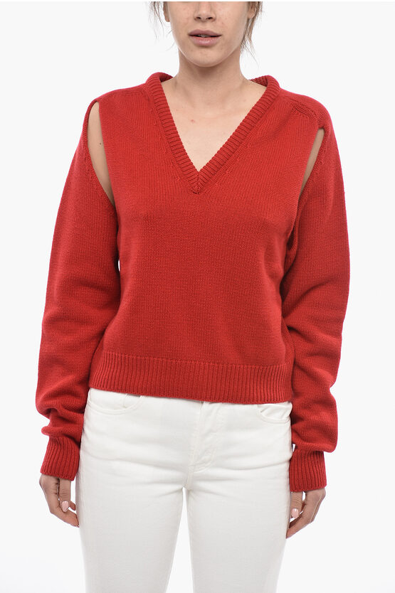 Ramael Cashmere V-neckline Sweater With Cut Out Detail In Orange