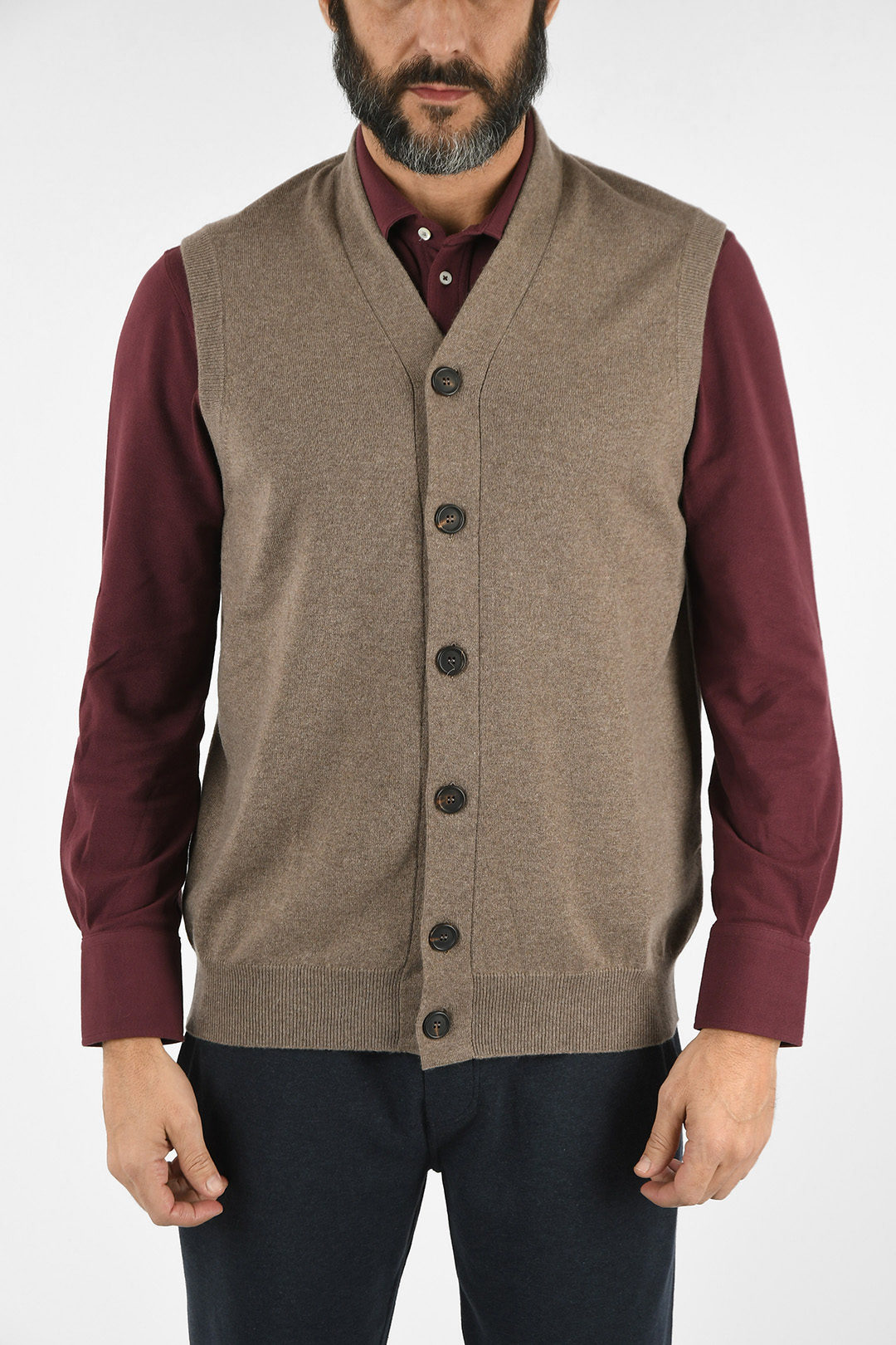 Brunello Cucinelli Cashmere V-neck Sweater Vest in Grey for Men