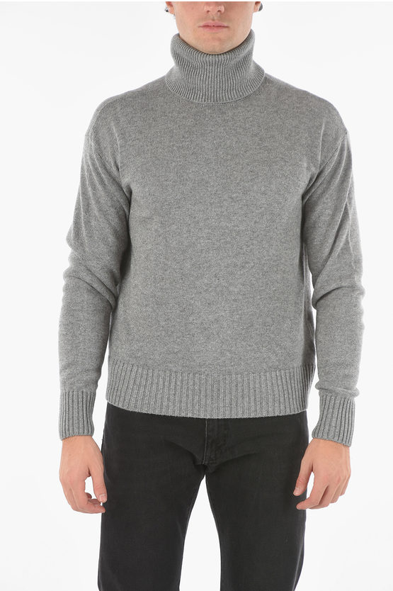 Off-white Cashmere Wool Blend Off Basic Turtleneck Sweater In Gray