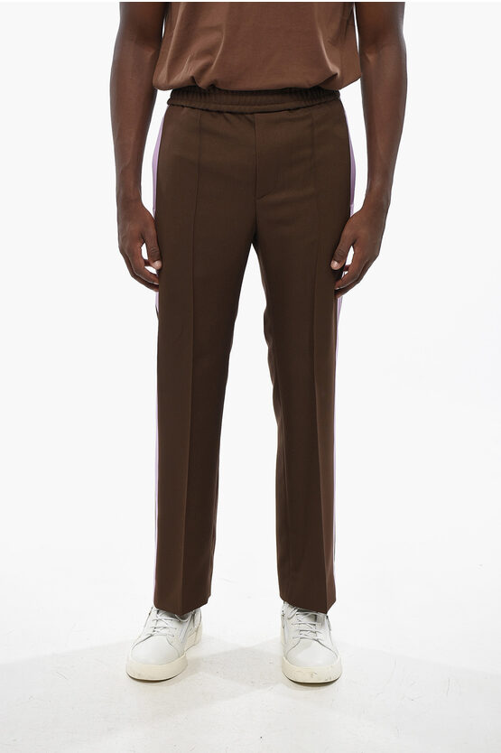 Gucci Casual Pants With Elastic Waist And Contrasting Side Band In Brown