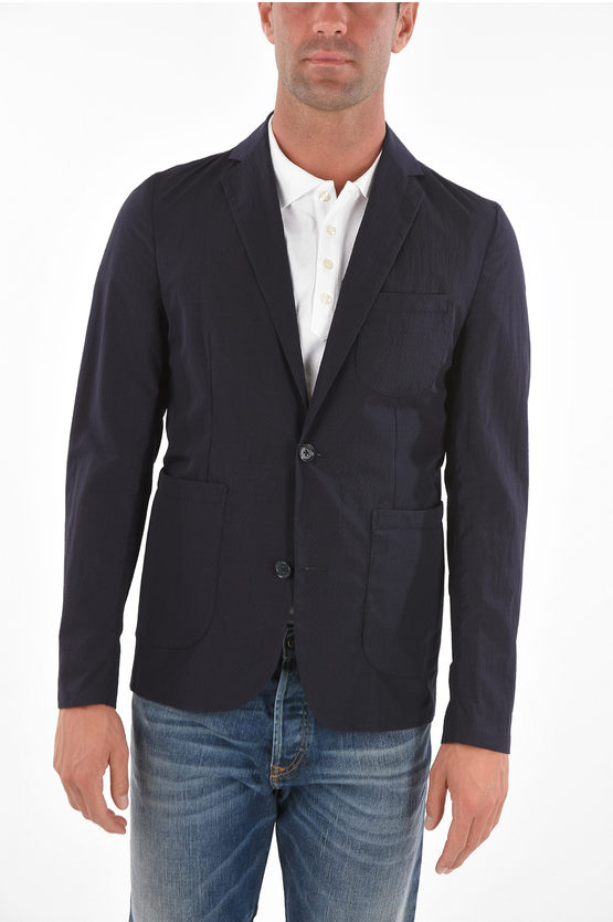 Corneliani Cc Collection 2-button Blazer With Honeycomb Pattern In Blue