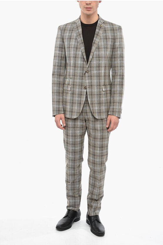 Corneliani Cc Collection 2 Button Reset District Checkered Suit In Gray