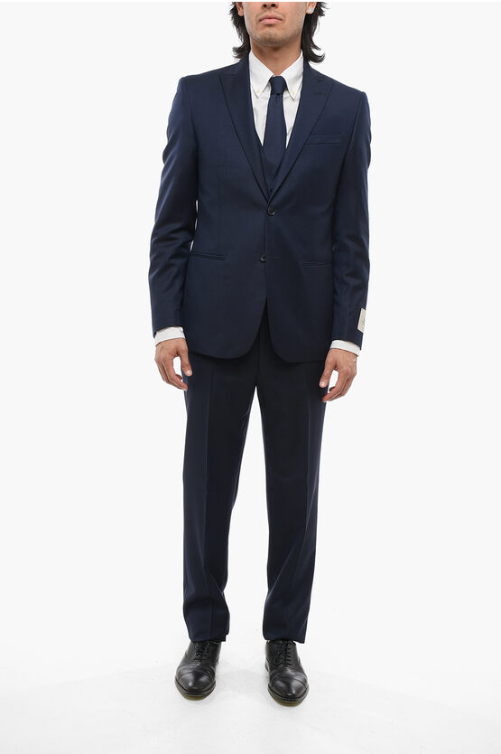 Corneliani Cc Collection 3-piece Refined Suit With Peak Lapel