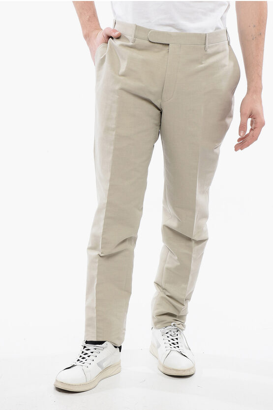 Corneliani Cc Collection 4-pocketed Right Cotton Pants In Neutral