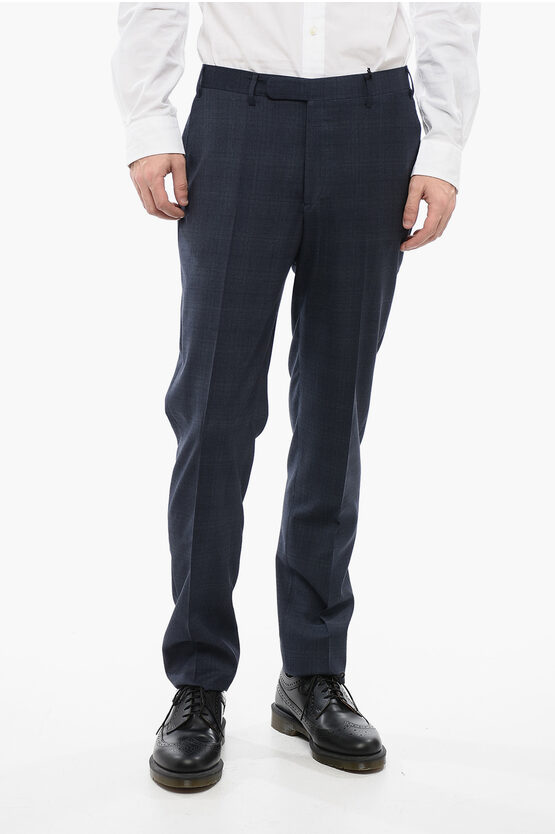 Corneliani Cc Collection 4-pocketed Virgin Wool Pants With District Che