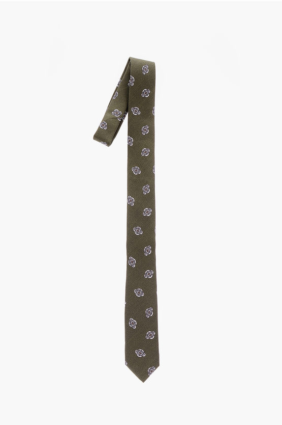 Corneliani Cc Collection Abstract Patterned Silk Tie In Green