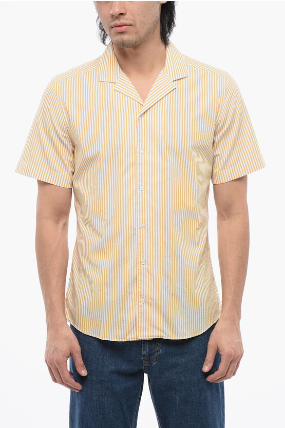 Corneliani Cc Collection Awning Striped Cotton Bowling Shirt
