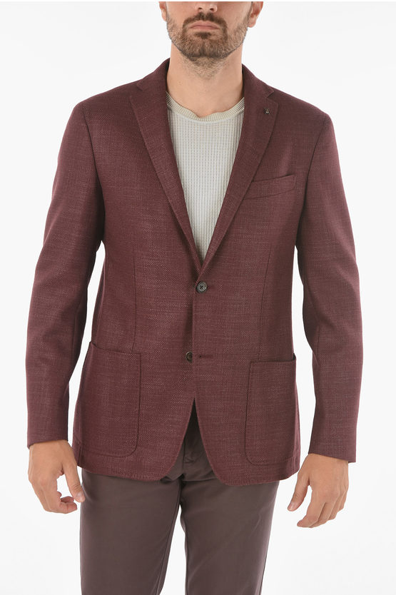 Corneliani Cc Collection Basket Weave Patterned Right Blazer With Iconi In Pink