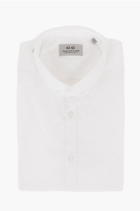 Corneliani Cc Collection Button-down Cotton Blend Short-sleeved Shirt