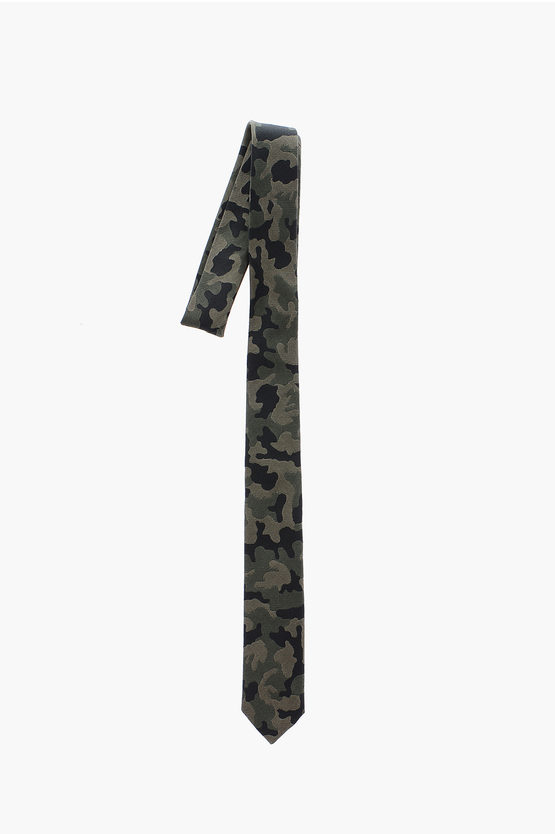 Corneliani Cc Collection Camouflage Slim Tie In Black