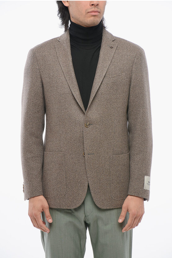 Corneliani Cc Collection Cashmere-blended Right Blazer In Brown