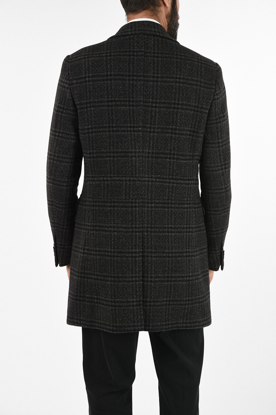 CC COLLECTION check three-quarter length 3-button double breasted  Chesterfield coat