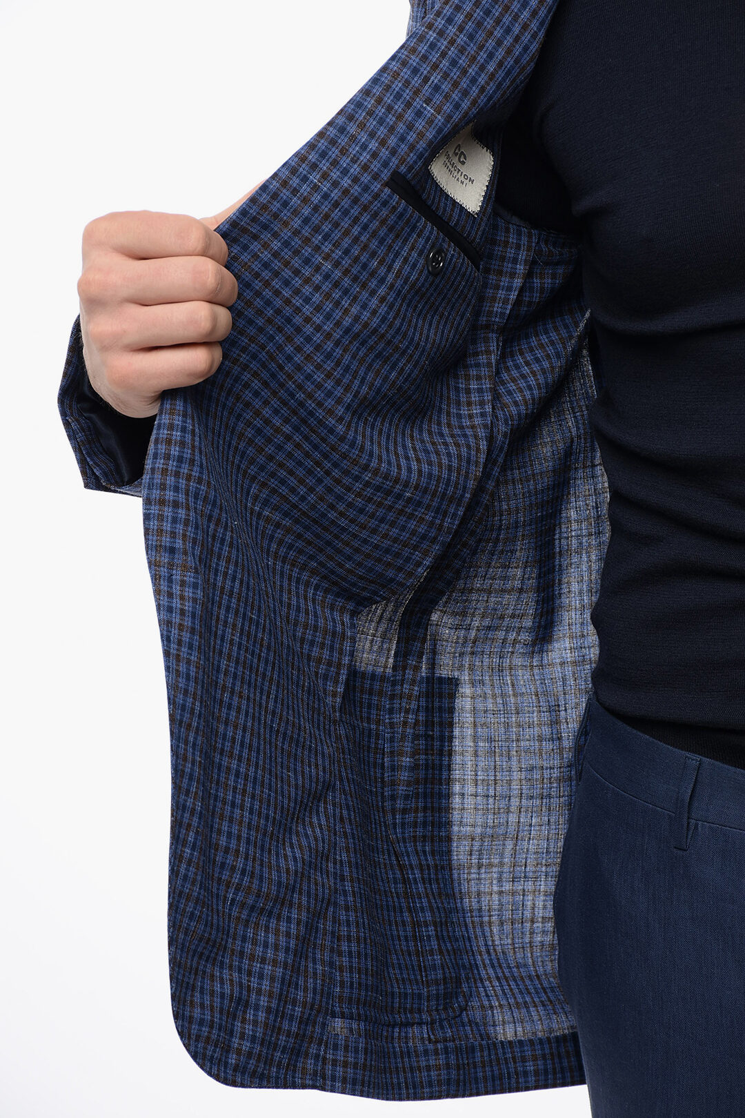 0000~ID 3 Buttons Unlined Pin Check Blazer main image 1