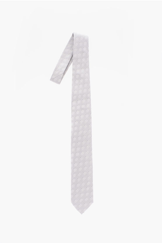 Corneliani Cc Collection Checked Silk Tie In Neutral