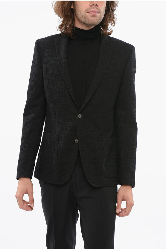 Corneliani Cc Collection Cool Wool Reset Blazer With 3d Tone On Tone Mo