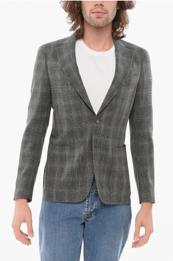 Corneliani Cc Collection Cool Wool Reward Blazer With Check Motif