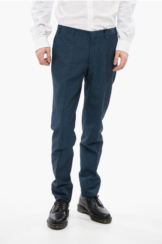 Shop Corneliani Cc Collection Cotton And Linen Blend Reset Pants