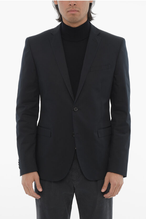 Corneliani Cc Collection Cotton Blend Blazer With Side Splits In Black