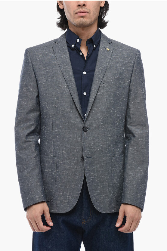 Shop Corneliani Cc Collection Cotton Half-lined Blazer With Flap Pockets