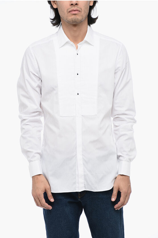 Shop Corneliani Cc Collection Cotton Tuxedo Shirt With Standard Collar