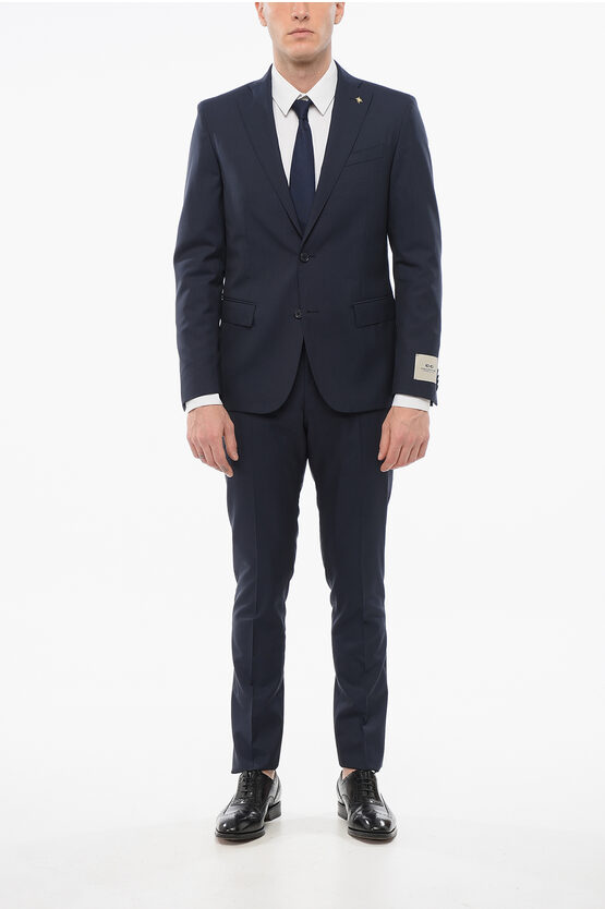 Corneliani Cc Collection District Check Reset Virgin Wool Suit In Blue
