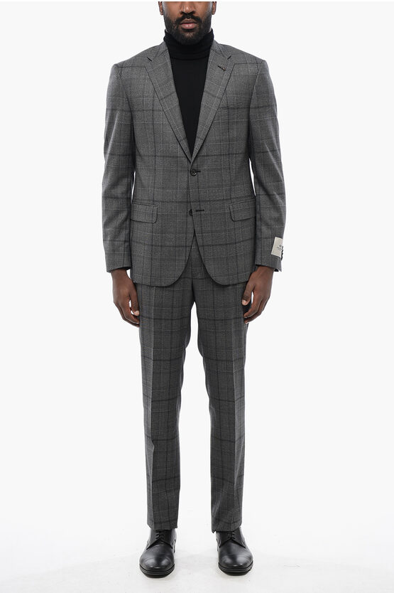 Corneliani Cc Collection District Check Right Virgin Wool Suit