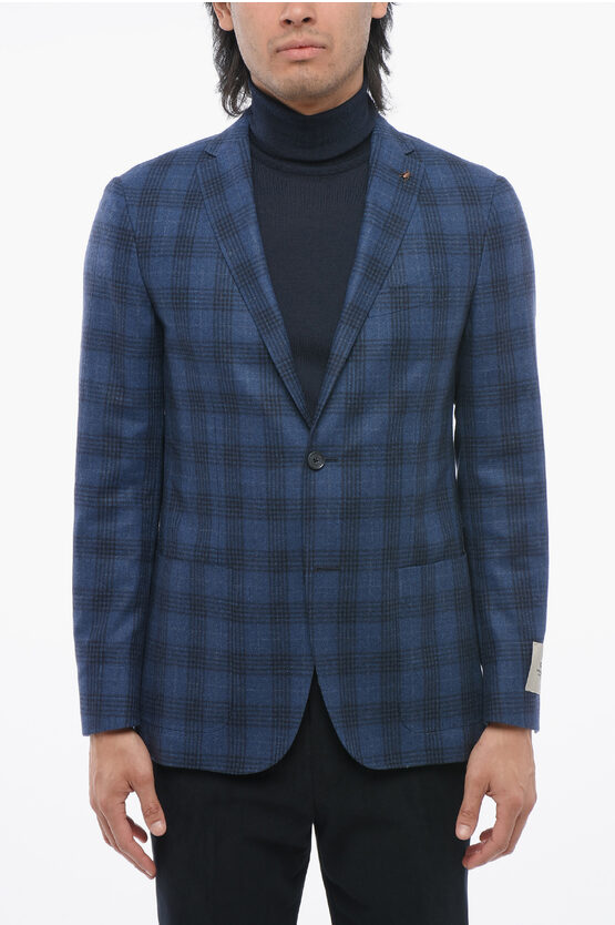 Corneliani Cc Collection District Check Right Wool Blend Blazer