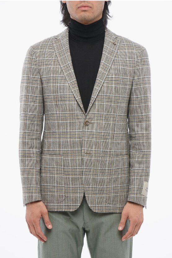 Corneliani Cc Collection District Check Right Wool Blend Blazer