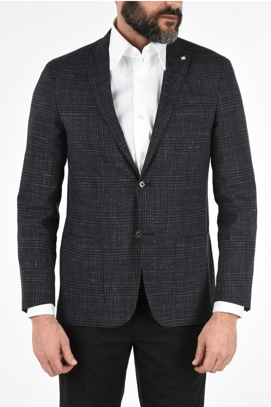 Corneliani Cc Collection District Check Side Vents 2-button Half-lined In Black