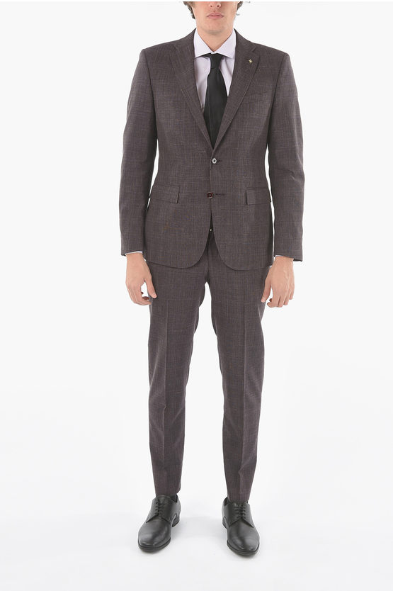 Corneliani Cc Collection District Check Side Vents Notch Lapel Refined In Gray