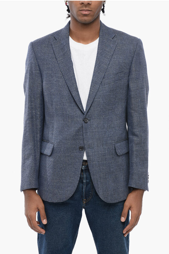 Shop Corneliani Cc Collection District Check Virgin Wool Blend Blazer