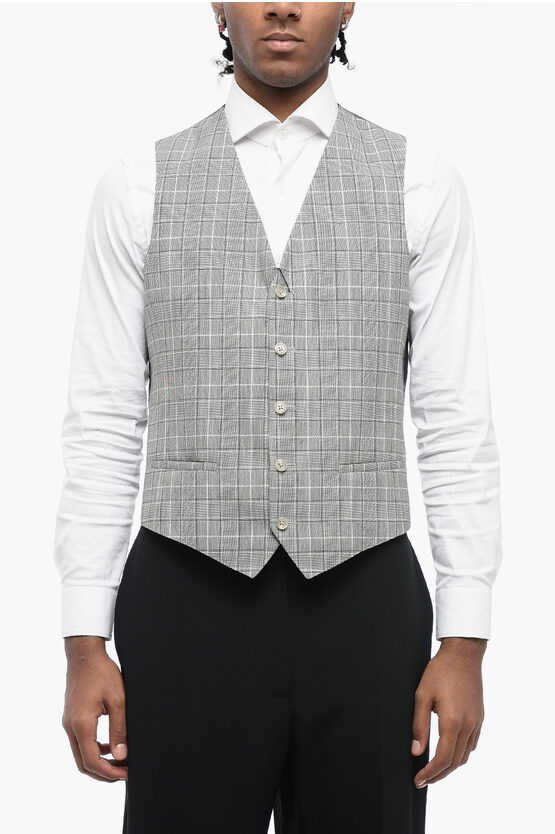 CORNELIANI CC COLLECTION DISTRICT CHECK VIRGIN WOOL VEST