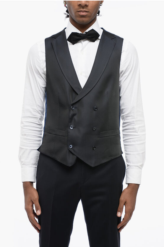 Shop Corneliani Cc Collection Double-breasted Jacquard Fabric Vest