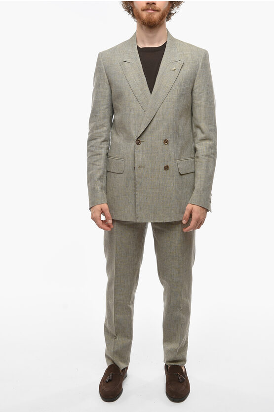 Corneliani Cc Collection Double-breasted Reset Houndstooth Suit In Gray