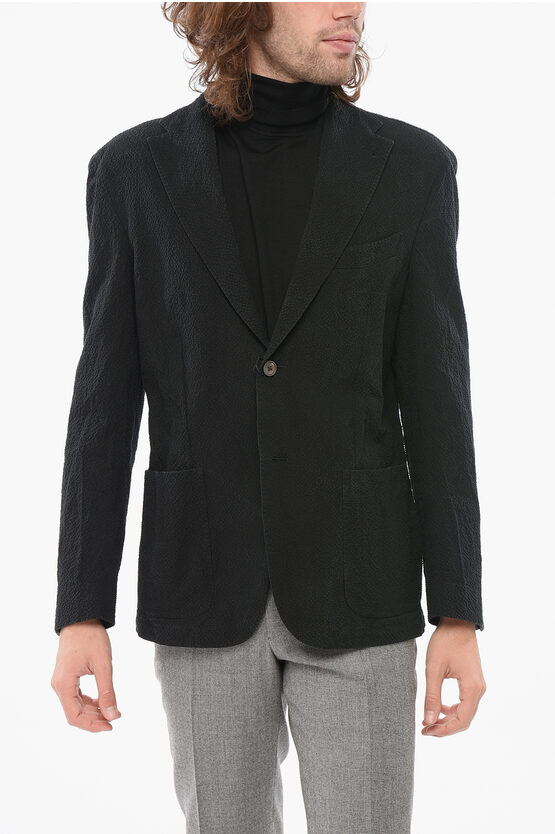 Corneliani Cc Collection Embossed Fabric Relight Blazer With Patch Pock