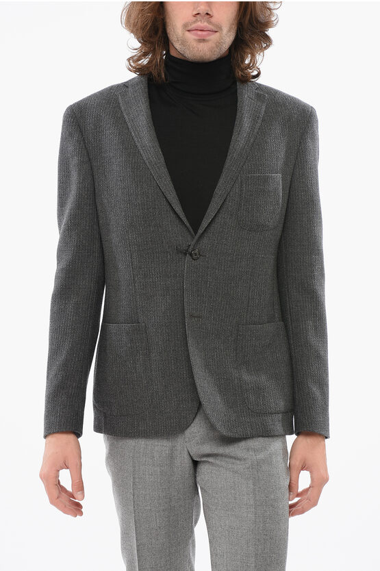Nino Danieli Cc Collection Embossed Wool Refined Blazer With Patch Pocket