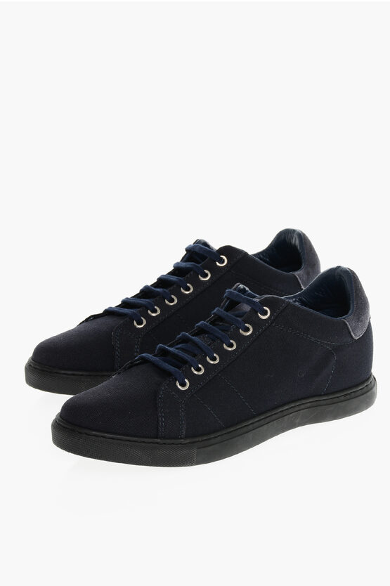 Corneliani Cc Collection Fabric Low Top Sneakers With Suede Trims