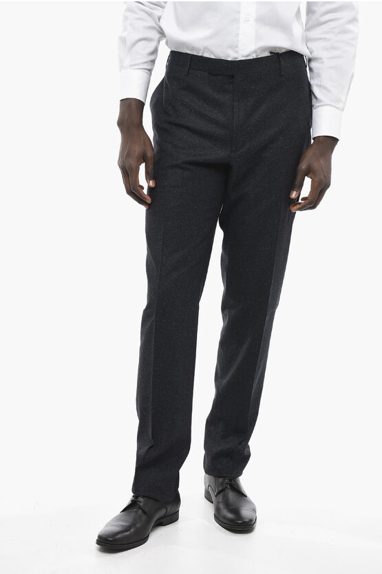 Corneliani Cc Collection Fil A Fil Wool Pants With Belt Loops In Black