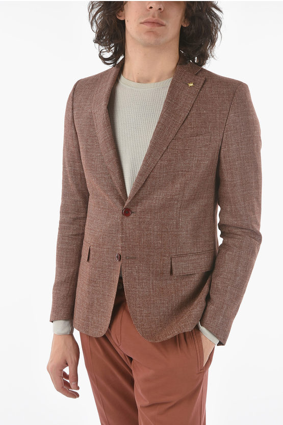 Corneliani Cc Collection Flax And Virgin Wool Side Vents Notch Lapel Re In Brown
