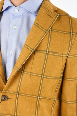 mustard check blazer