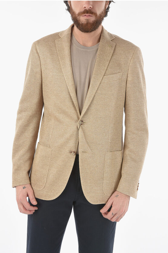 Corneliani Cc Collection Flax Right Patch Pocket 2-button Blazer In Neutral