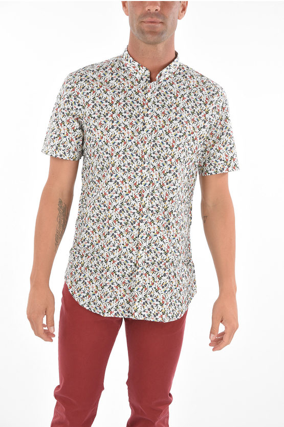 Corneliani Cc Collection Floral Patterned Short-sleeve Shirt With Butto