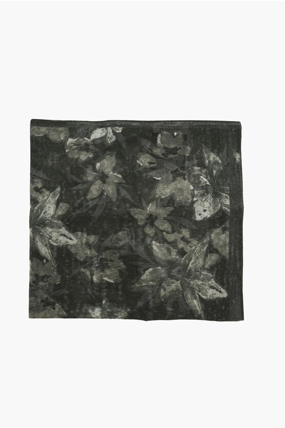 Corneliani Cc Collection Floral Patterned Silk Blend Pocket Square In Gray