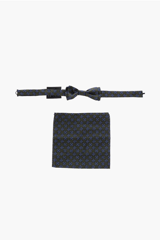 Corneliani Cc Collection Geometric Patterned Silk Pocket Handkerchief A In Black