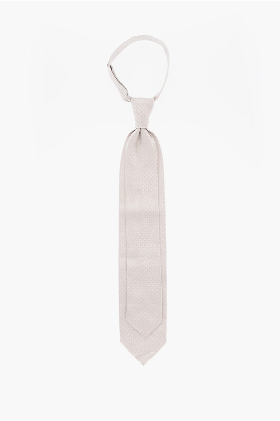 Corneliani Cc Collection Geometric Patterned Silk Tie In Neutral